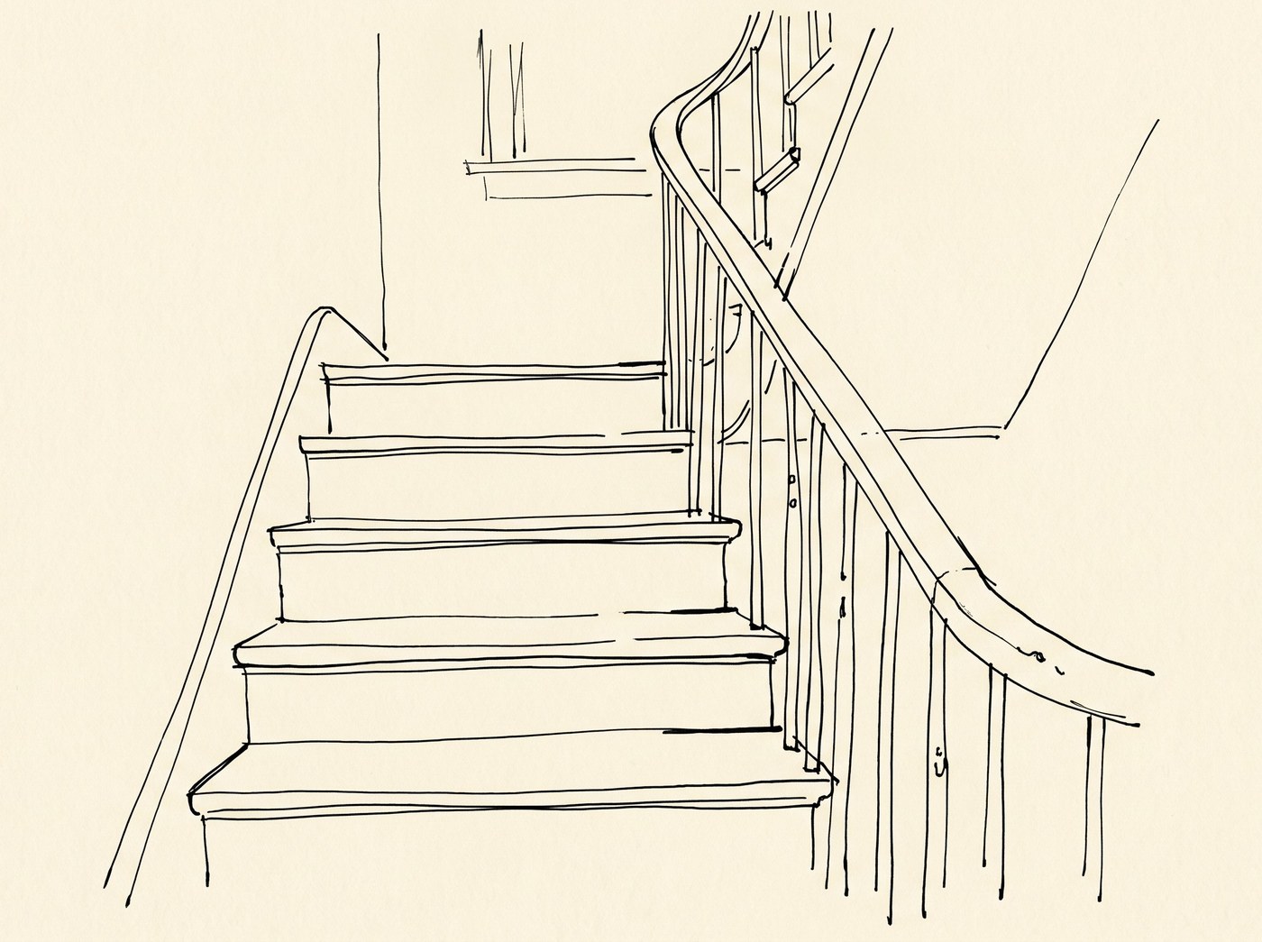 Staircase with banister, next steps